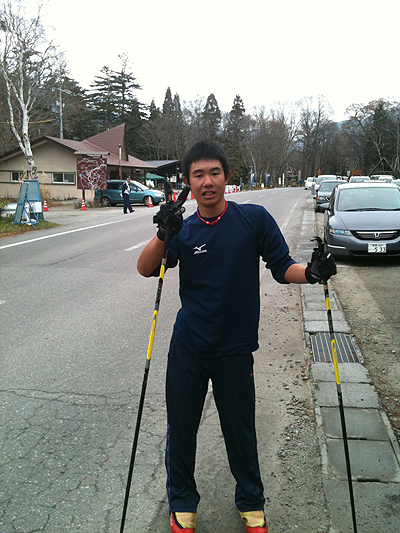 ３５kmの上りを完走した村越選手